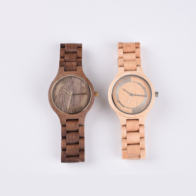 Japan Movement Maple Wooden Quartz Watch Water Resistant For Christmas Gifts