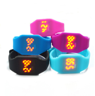 Waterproof Silicone Digital Led Watch , Electronic Movement Square Unisex Watches