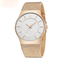 Business Mineral Glass Mesh Strap Watch Gold Plated , Customized Color